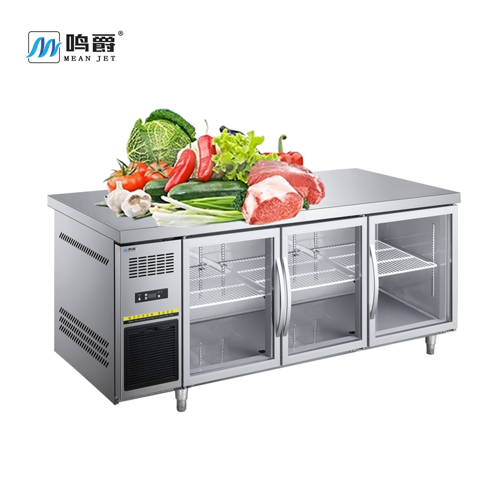 Three glass doors undercounter freezer