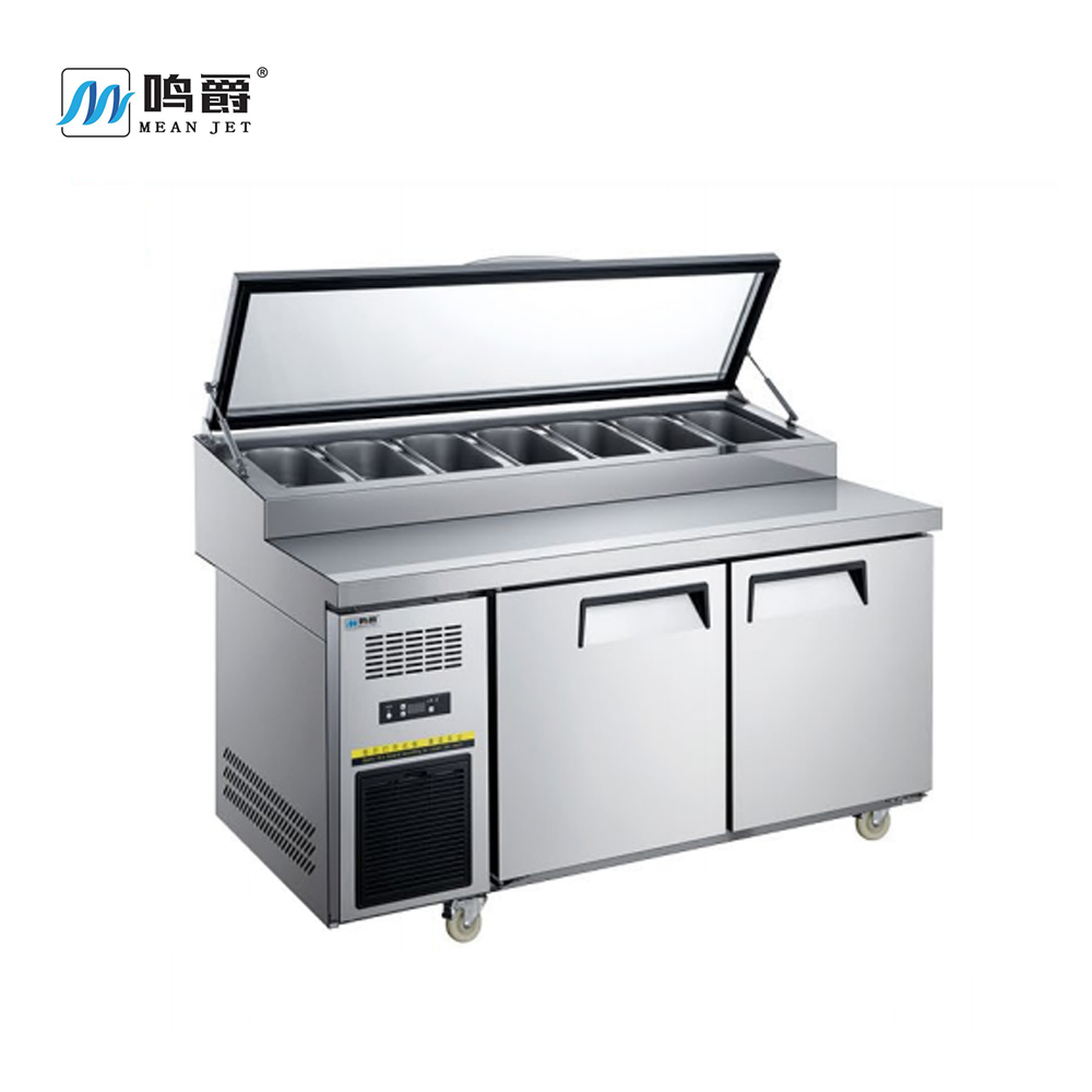 Two doors pizza prep table refrigerator